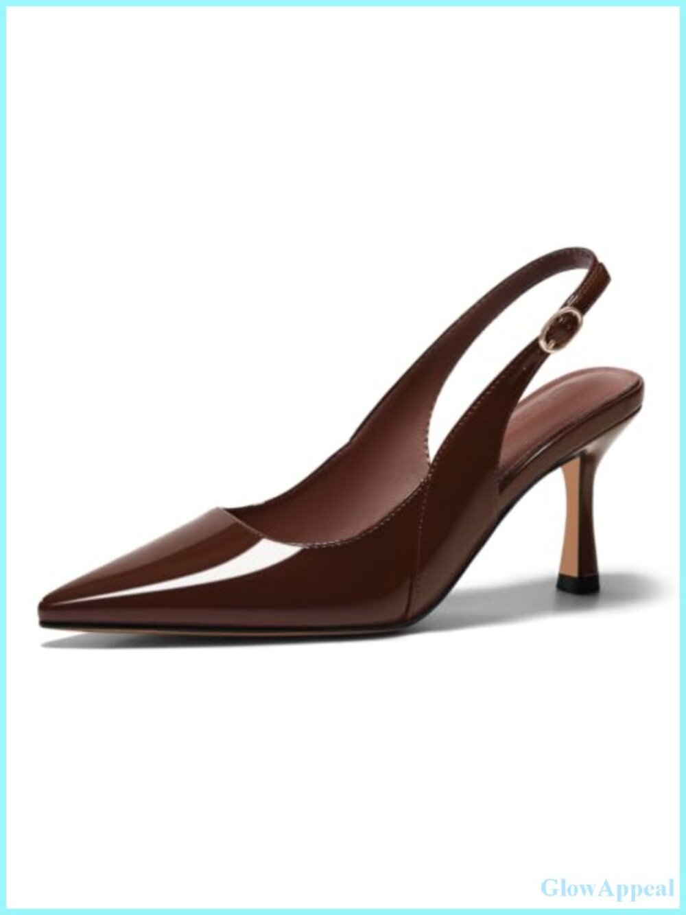 Women's Slingback Kitten Heels Pointed Toe Faux Leather Pumps Dress Shoes